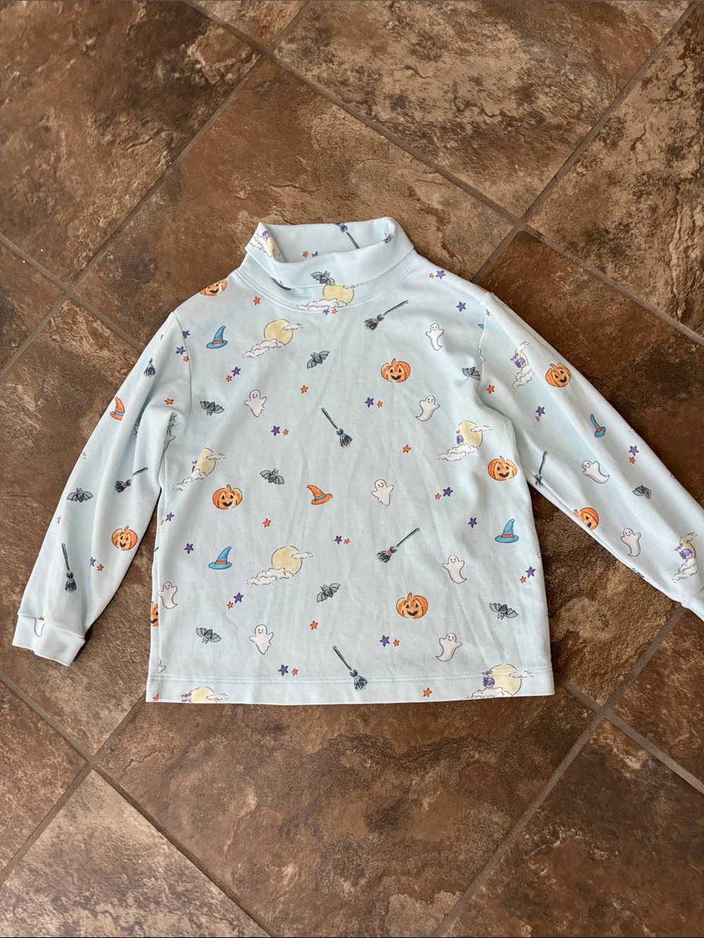 Bella Bliss Light Blue Halloween Print Long-Sleeve Top
